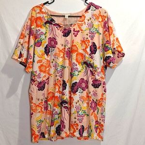 CATO 2X Top Floral Keyhole Neck